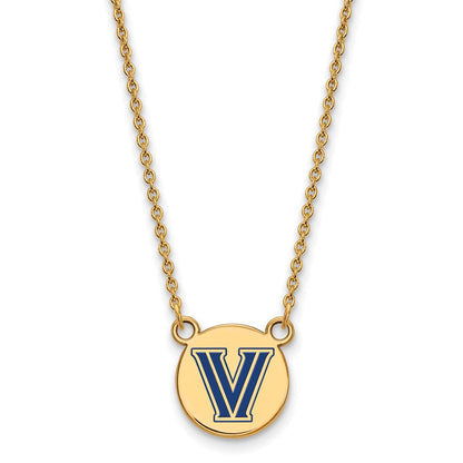 Vergoldet Sterlingsilber Logoart Villanova University Buchstabe V Klein Emailliert Plättchen Anhänger 18 Zoll Halskette