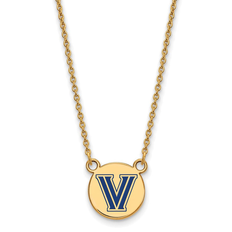 Vergoldet Sterlingsilber Logoart Villanova University Buchstabe V Klein Emailliert Plättchen Anhänger 18 Zoll Halskette