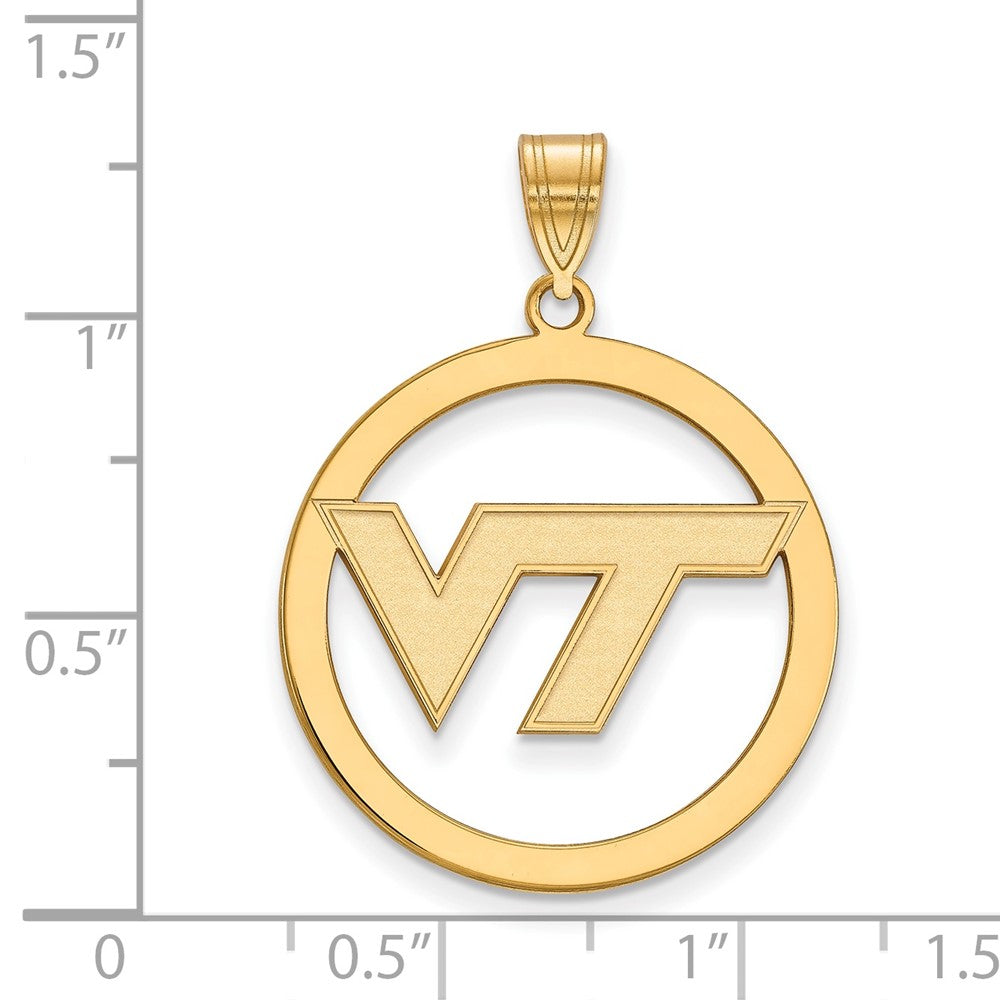 Vergoldet Sterlingsilber Logoart Virginia Tech V T Extra Groß Kreis Anhänger
