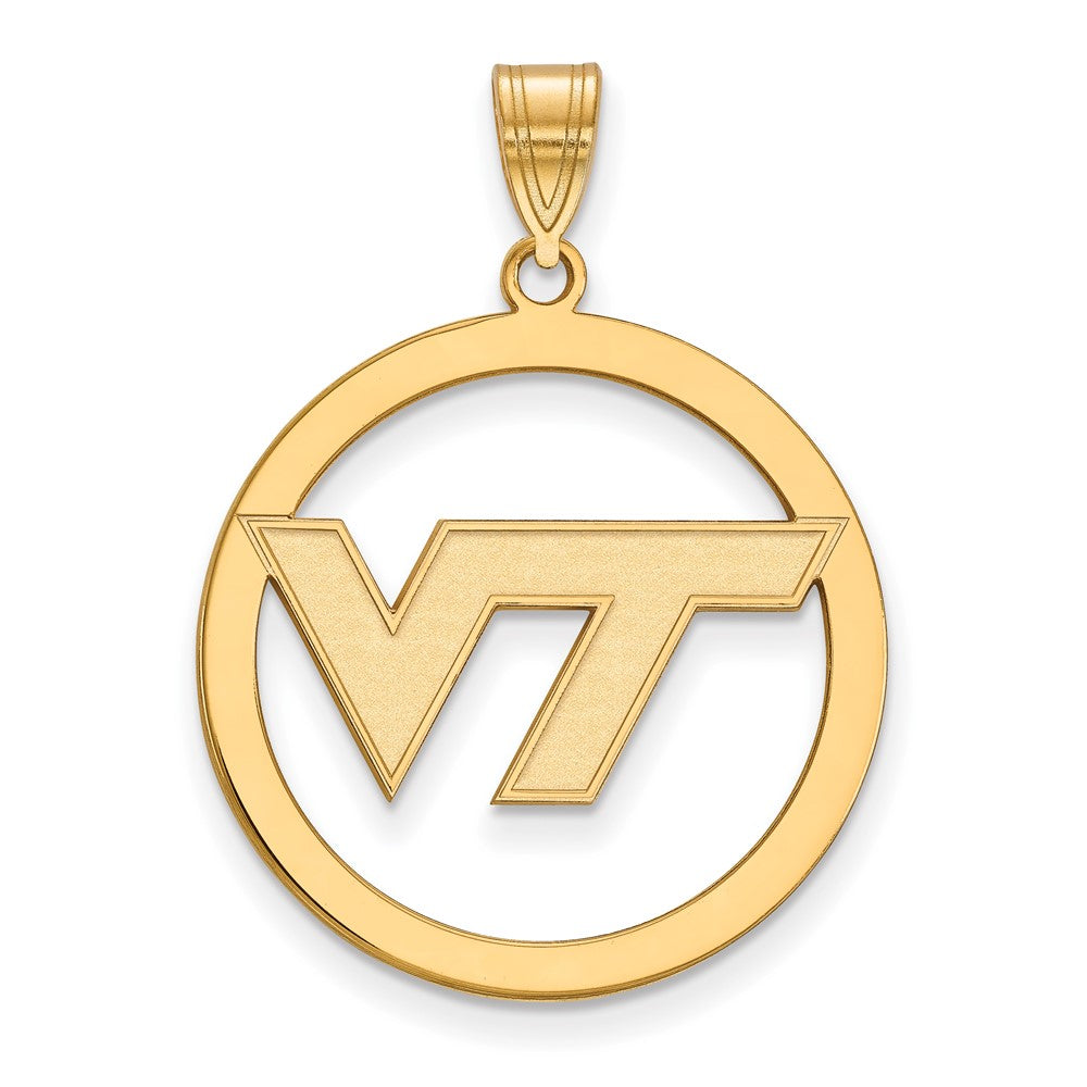 Vergoldet Sterlingsilber Logoart Virginia Tech V T Extra Groß Kreis Anhänger