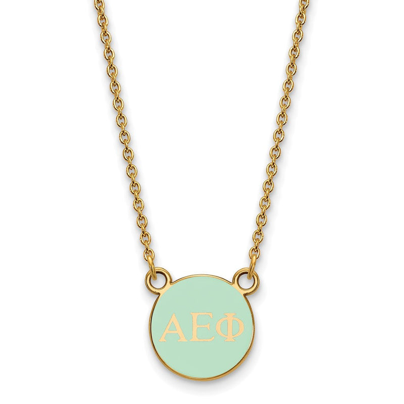 Vergoldet Sterlingsilber Logoart Alpha Epsilon Phi Sorority Greek Buchstaben Extra Klein Farbe Emaille Anhänger 18 Zoll Halskette