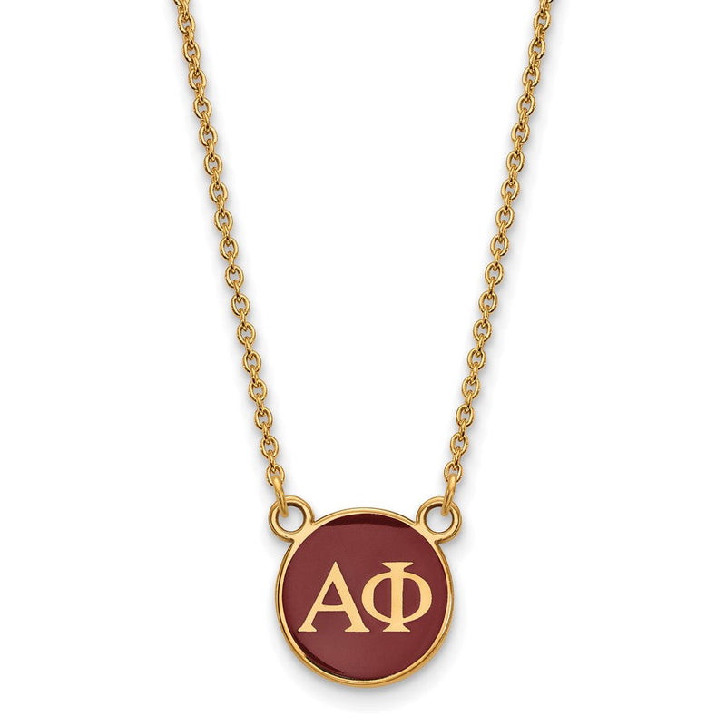 Vergoldet Sterlingsilber Logoart Alpha Phi Sorority Greek Buchstaben Klein Farbe Emaille Anhänger 18 Zoll Halskette