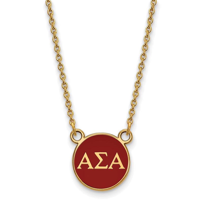 Vergoldet Sterlingsilber Logoart Alpha Sigma Sorority Greek Buchstaben Klein Farbe Emaille Anhänger 18 Zoll Halskette