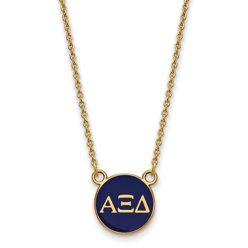 Vergoldet Sterlingsilber Logoart Alpha Xi Delta Sorority Greek Buchstaben Klein Farbe Emaille Anhänger 18 Zoll Halskette