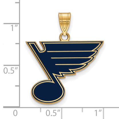 Vergoldet Sterlingsilber Nhl Logoart St. Louis Blues Groß Emailliert Anhänger