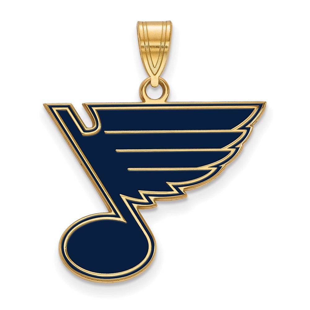 Vergoldet Sterlingsilber Nhl Logoart St. Louis Blues Groß Emailliert Anhänger