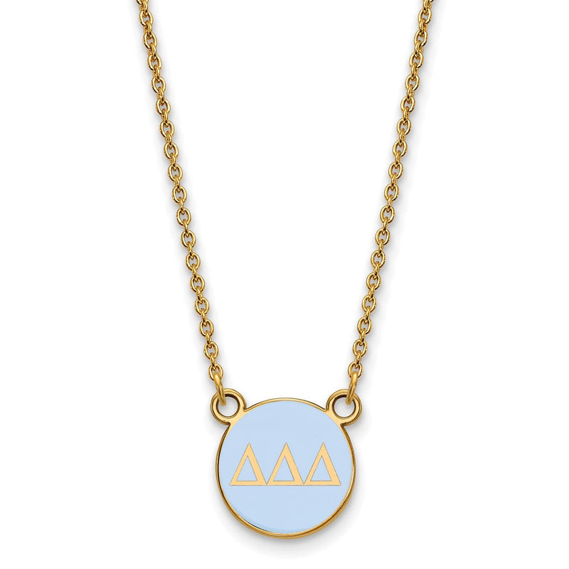 Vergoldet Sterlingsilber Logoart Delta Sorority Greek Buchstaben Klein Farbe Emaille Anhänger 18 Zoll Halskette