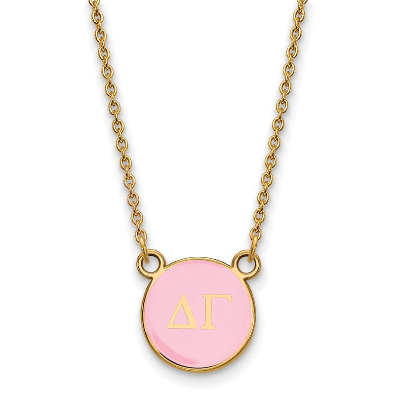 Vergoldet Sterlingsilber Logoart Delta Gamma Sorority Greek Buchstaben Klein Farbe Emaille Anhänger 18 Zoll Halskette