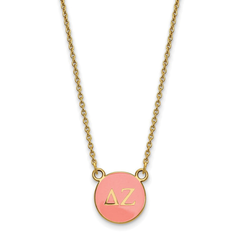Vergoldet Sterlingsilber Logoart Delta Zeta Sorority Greek Buchstaben Klein Farbe Emaille Anhänger 18 Zoll Halskette
