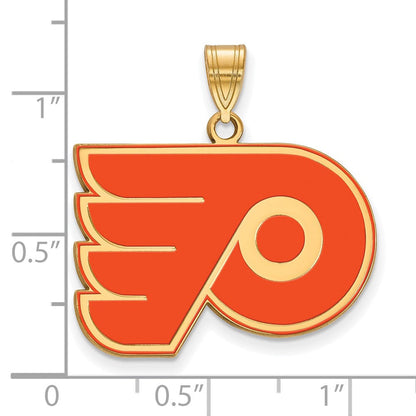 Vergoldet Sterlingsilber Nhl Logoart Philadelphia Flyers Groß Emailliert Anhänger