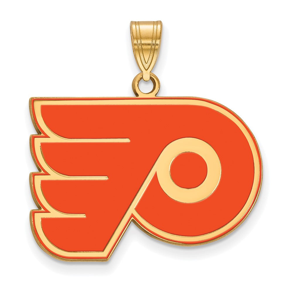 Vergoldet Sterlingsilber Nhl Logoart Philadelphia Flyers Groß Emailliert Anhänger