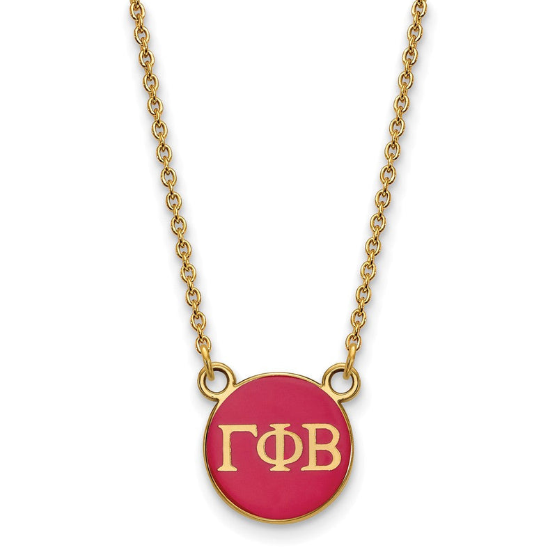Vergoldet Sterlingsilber Logoart Gamma Phi Beta Sorority Greek Buchstaben Klein Farbe Emaille Anhänger 18 Zoll Halskette