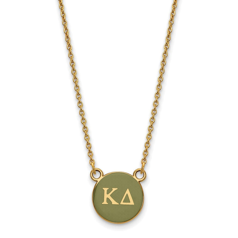 Vergoldet Sterlingsilber Logoart Kappa Delta Sorority Greek Buchstaben Klein Farbe Emaille Anhänger 18 Zoll Halskette