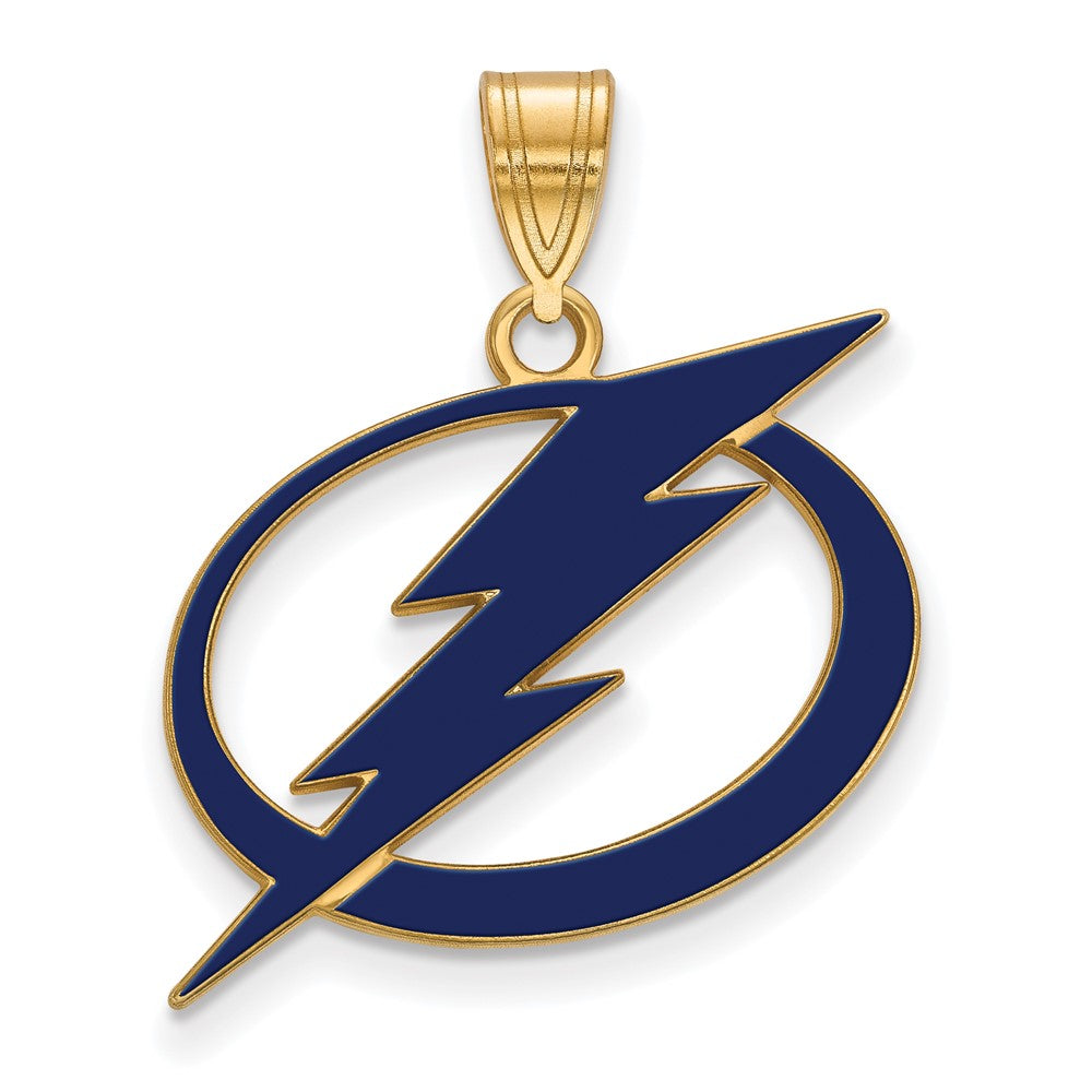 Vergoldet Sterlingsilber Nhl Logoart Tampa Bay Blitz Groß Emailliert Anhänger