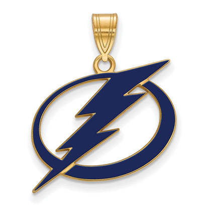 Vergoldet Sterlingsilber Nhl Logoart Tampa Bay Blitz Groß Emailliert Anhänger