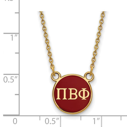 Vergoldet Sterlingsilber Logoart Pi Beta Phi Sorority Greek Buchstaben Klein Farbe Emaille Anhänger 18 Zoll Halskette