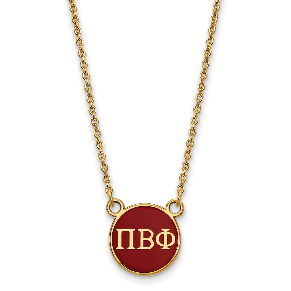 Vergoldet Sterlingsilber Logoart Pi Beta Phi Sorority Greek Buchstaben Klein Farbe Emaille Anhänger 18 Zoll Halskette