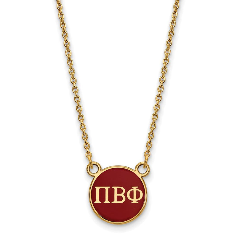 Vergoldet Sterlingsilber Logoart Pi Beta Phi Sorority Greek Buchstaben Klein Farbe Emaille Anhänger 18 Zoll Halskette