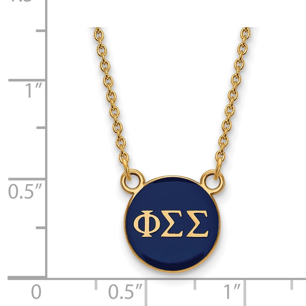 Vergoldet Sterlingsilber Logoart Phi Sigma Sorority Greek Buchstaben Klein Farbe Emaille Anhänger 18 Zoll Halskette