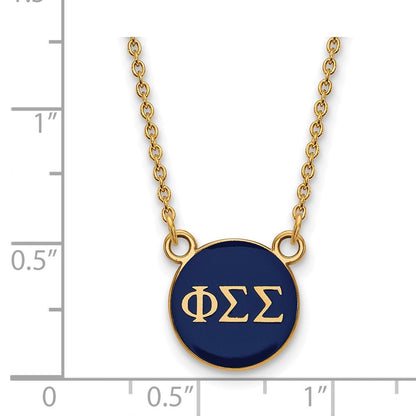 Vergoldet Sterlingsilber Logoart Phi Sigma Sorority Greek Buchstaben Klein Farbe Emaille Anhänger 18 Zoll Halskette