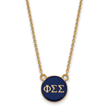 Vergoldet Sterlingsilber Logoart Phi Sigma Sorority Greek Buchstaben Klein Farbe Emaille Anhänger 18 Zoll Halskette