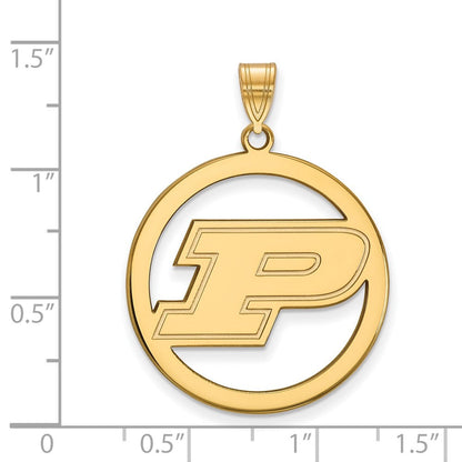 Vergoldet Sterlingsilber Logoart Purdue University Buchstabe P Extra Groß Kreis Anhänger