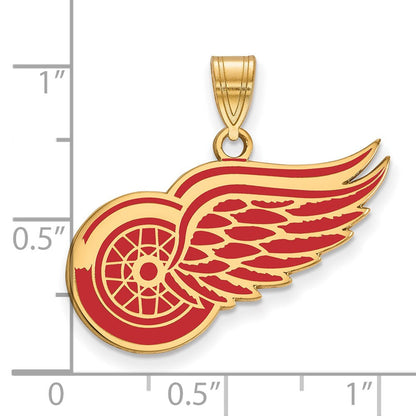 Vergoldet Sterlingsilber Nhl Logoart Detroit Rot Flügel Groß Emailliert Anhänger