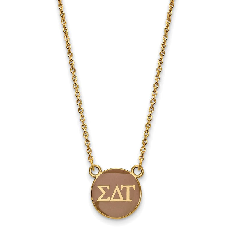 Vergoldet Sterlingsilber Logoart Sigma Delta Tau Sorority Greek Buchstaben Klein Farbe Emaille Anhänger 18 Zoll Halskette