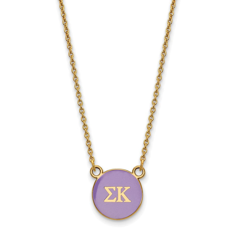 Vergoldet Sterlingsilber Logoart Sigma Kappa Sorority Greek Buchstaben Klein Farbe Emaille Anhänger 18 Zoll Halskette
