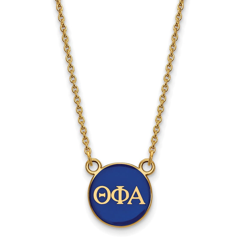 Vergoldet Sterlingsilber Logoart Theta Phi Alpha Sorority Greek Buchstaben Klein Farbe Emaille Anhänger 18 Zoll Halskette