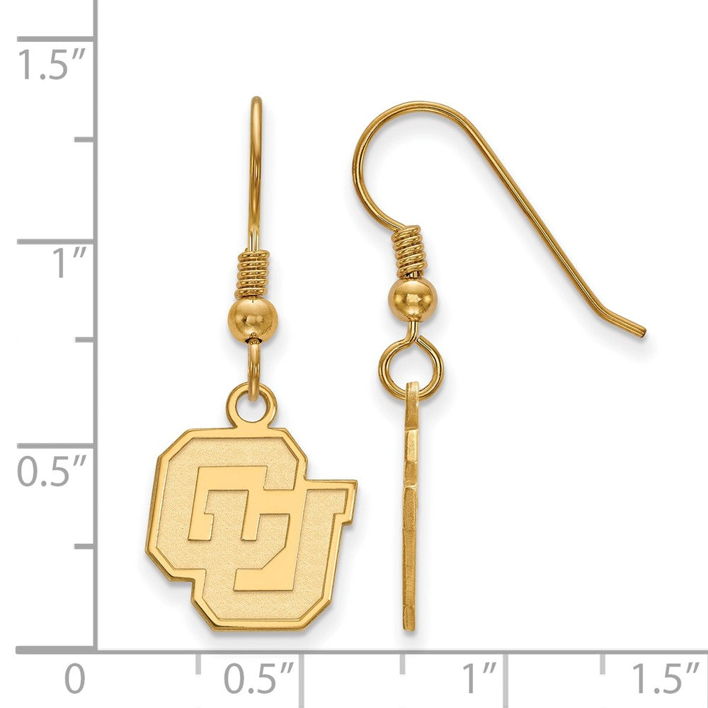 Vergoldet Sterlingsilber Logoart University Of Colorado C U Klein Hängend Draht Ohrringe