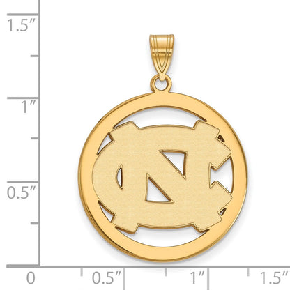Vergoldet Sterlingsilber Logoart University Of North Carolina N C Extra Groß Kreis Anhänger