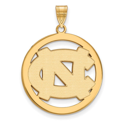 Vergoldet Sterlingsilber Logoart University Of North Carolina N C Extra Groß Kreis Anhänger