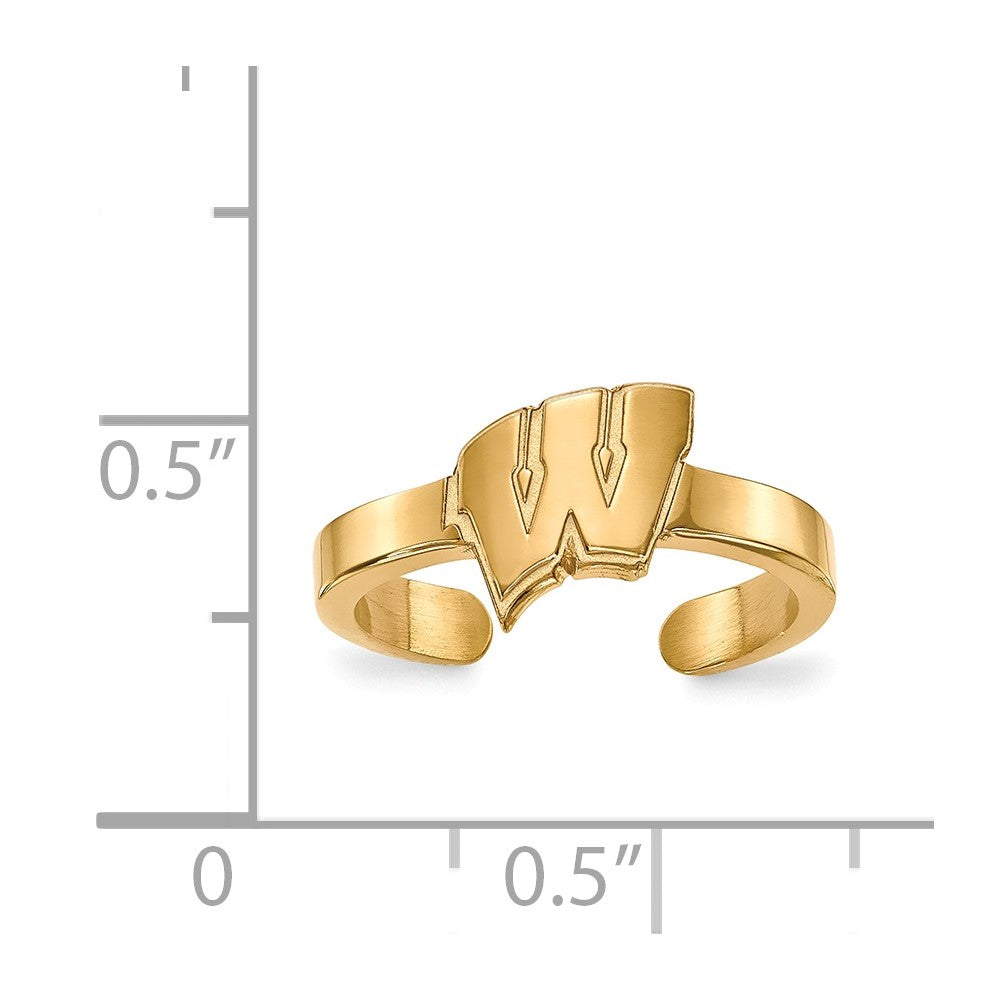 Vergoldet Sterlingsilber Logoart University Of Wisconsin Buchstabe W Zehenring
