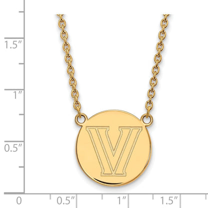 Vergoldet Sterlingsilber Logoart Villanova University Buchstabe V Groß Plättchen 18 Zoll Halskette