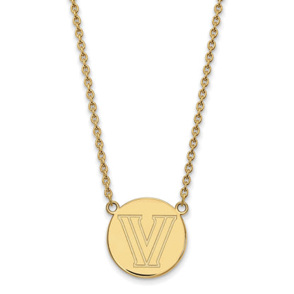 Vergoldet Sterlingsilber Logoart Villanova University Buchstabe V Groß Plättchen 18 Zoll Halskette