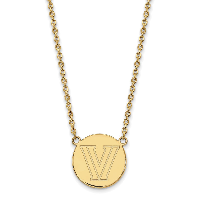 Vergoldet Sterlingsilber Logoart Villanova University Buchstabe V Groß Plättchen 18 Zoll Halskette