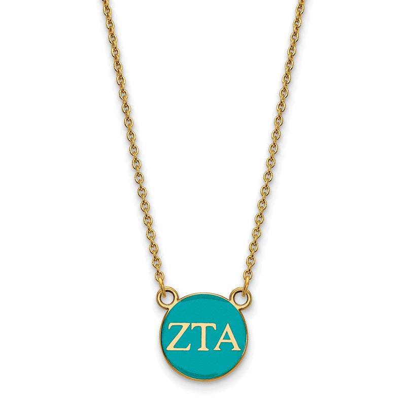Vergoldet Sterlingsilber Logoart Zeta Tau Alpha Sorority Greek Buchstaben Klein Farbe Emaille Anhänger 18 Zoll Halskette