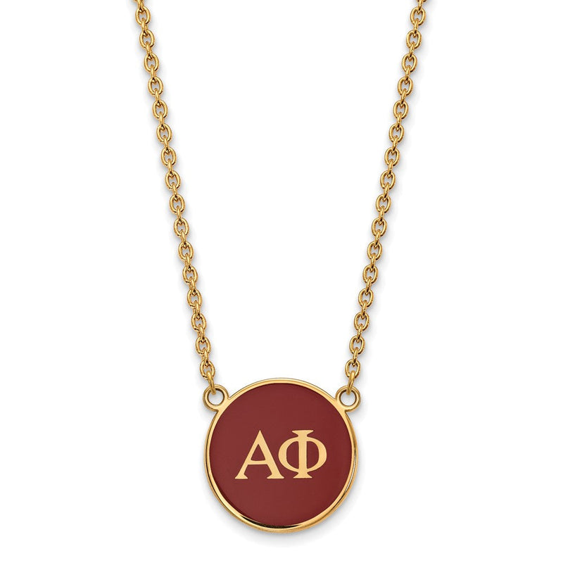 Vergoldet Sterlingsilber Logoart Alpha Phi Sorority Greek Buchstaben Groß Farbe Emaille Anhänger 18 Zoll Halskette