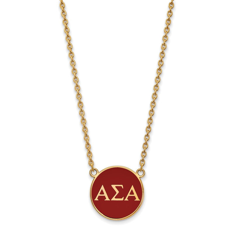 Vergoldet Sterlingsilber Logoart Alpha Sigma Sorority Greek Buchstaben Groß Farbe Emaille Anhänger 18 Zoll Halskette