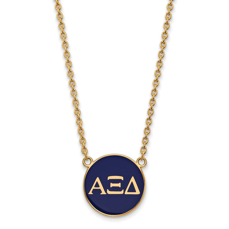 Vergoldet Sterlingsilber Logoart Alpha Xi Delta Sorority Greek Buchstaben Groß Farbe Emaille Anhänger 18 Zoll Halskette