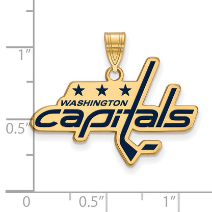Vergoldet Sterlingsilber Nhl Logoart Washington Capitals Groß Emailliert Anhänger
