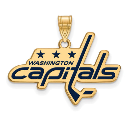 Vergoldet Sterlingsilber Nhl Logoart Washington Capitals Groß Emailliert Anhänger