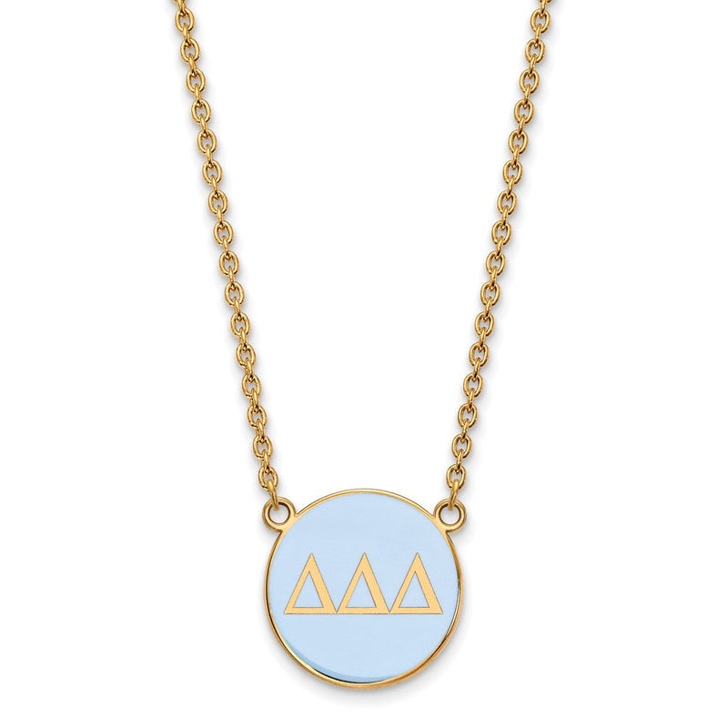 Vergoldet Sterlingsilber Logoart Delta Sorority Greek Buchstaben Groß Farbe Emaille Anhänger 18 Zoll Halskette
