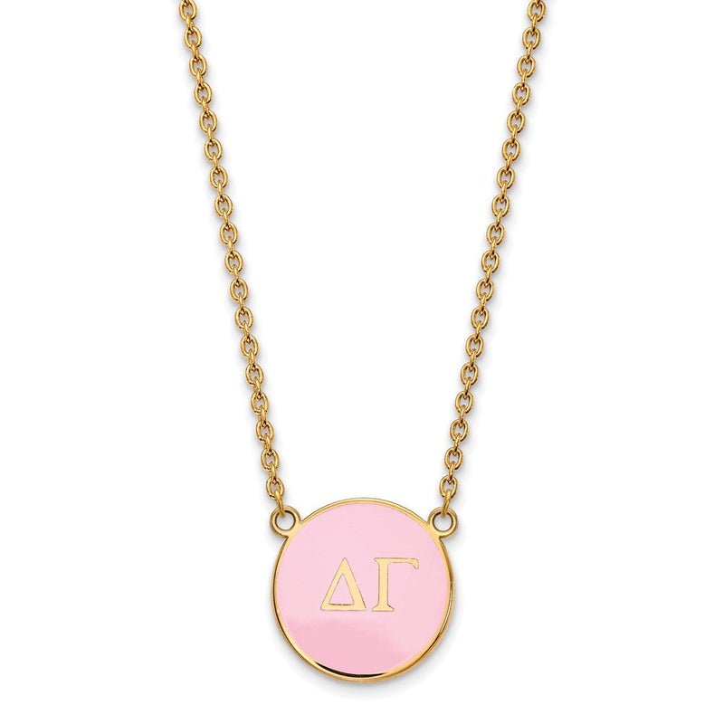 Vergoldet Sterlingsilber Logoart Delta Gamma Sorority Greek Buchstaben Groß Farbe Emaille Anhänger 18 Zoll Halskette