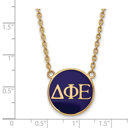 Vergoldet Sterlingsilber Logoart Delta Phi Epsilon Sorority Greek Buchstaben Groß Farbe Emaille Anhänger 18 Zoll Halskette