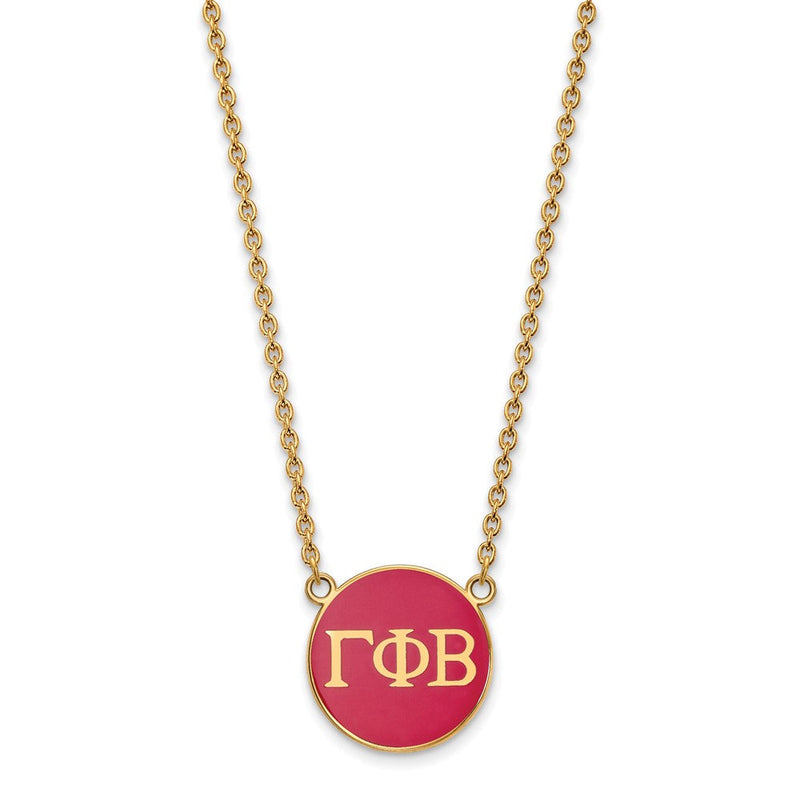 Vergoldet Sterlingsilber Logoart Gamma Phi Beta Sorority Greek Buchstaben Groß Farbe Emaille Anhänger 18 Zoll Halskette