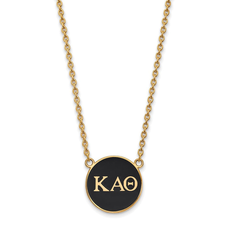 Vergoldet Sterlingsilber Logoart Kappa Alpha Theta Sorority Greek Buchstaben Groß Farbe Emaille Anhänger 18 Zoll Halskette