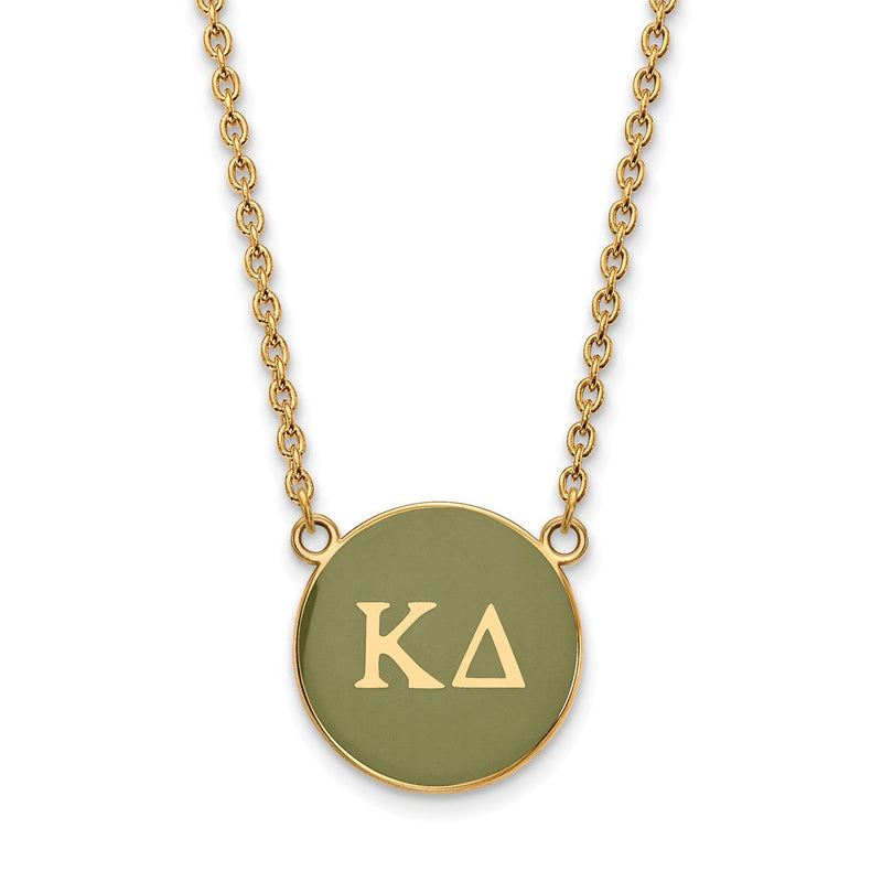 Vergoldet Sterlingsilber Logoart Kappa Delta Sorority Greek Buchstaben Groß Farbe Emaille Anhänger 18 Zoll Halskette