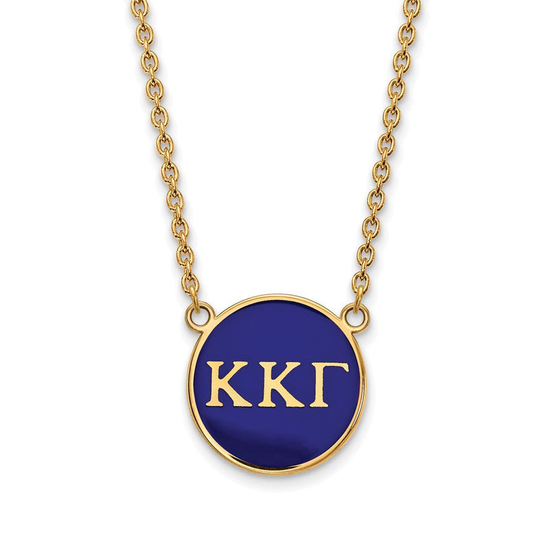 Vergoldet Sterlingsilber Logoart Kappa Gamma Sorority Greek Buchstaben Groß Farbe Emaille Anhänger 18 Zoll Halskette